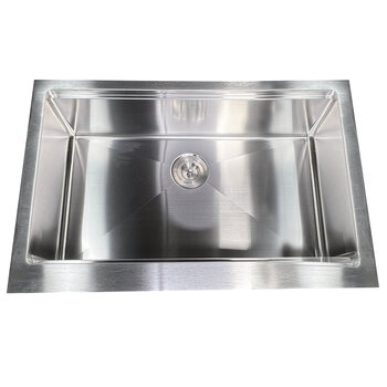 Nantucket Sinks Pro Series 33'' W PrepStation Single Bowl Farmhouse Apron Front Stainless Steel Kitchen Sink with Cutting Board, Roll Up Mat, Bottom Grid, and Drain, Sink Overhead View