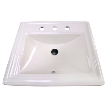 Nantucket Sinks Great Point Collection 23" Rectangular Drop-In Ceramic Vanity Sink with 8" Widespread Holes, Bisque