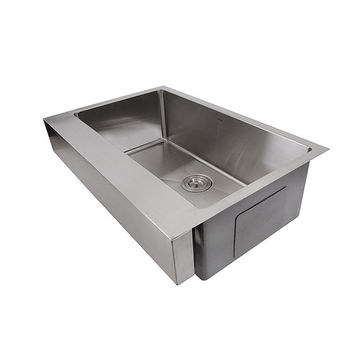 Nantucket Sinks Pro Series Collection Patented Design Undermount Stainless Steel Kitchen Single Bowl Sink with 5-1/2" Apron Front in Brushed Satin Stainless Steel, 32-1/2" W x 21-1/4" D x 10" H