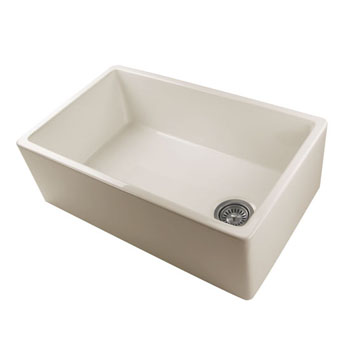 Nantucket Sinks Fireclay Farmer Sink with Grid Biscuit Finish