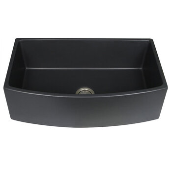 Nantucket Sinks Vineyard Collection 33'' W Farmhouse Fireclay Sink with Curved Front Apron, 33'' W x 19-1/4'' D x 10'' H, 33'' W Matte Black Product View