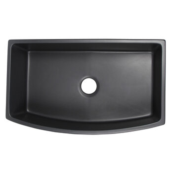 Nantucket Sinks Vineyard Collection 33'' W Farmhouse Fireclay Sink with Curved Front Apron, 33'' W x 19-1/4'' D x 10'' H, 33'' W Matte Black Overhead View
