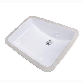 Nantucket Sinks Great Point Collection Glazed Bottom Undermount Rectangle Ceramic Bathroom Sink in White, 20-1/2" W x 14-1/4" D x 8" H