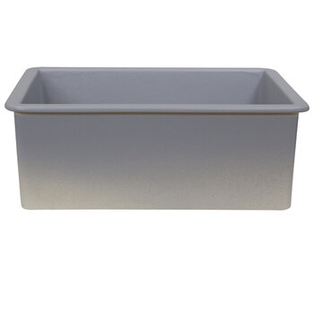 Nantucket Sinks Island Collection 24'' W Fireclay Single Bowl Dual Mount Sink in Matte Grey, 23-1/2'' W x 18'' D x 8-3/4'' H, Front View
