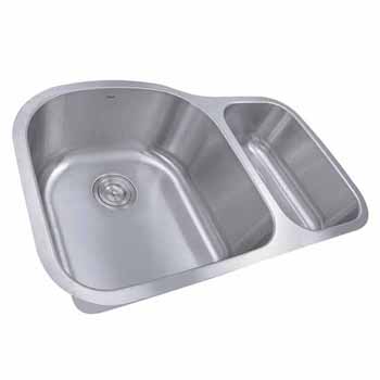 Nantucket Sinks Sconset Collection Undermount 70/30 Double Bowl Stainless Steel Kitchen Sink, Brushed Satin Silver, 31-1/2''W x 20-3/4''D x 9''H