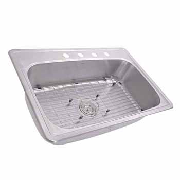 Nantucket Sinks Madaket Collection Large Rectangle Single Bowl Stainless Steel Drop In Kitchen Sink, 33''W x 22''D x 8''H