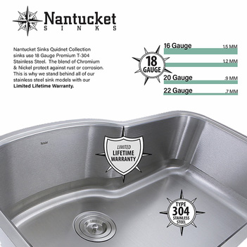 Nantucket Sinks Quidnet Collection Round Bar/Prep Single Bowl