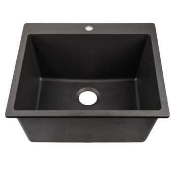 Nantucket Sinks Rockport Collection 25'' W Single Bowl Dual-Mount Granite Composite Laundry Sink in Black, 25'' W x 21-3/4'' D x 12'' H, Black Product View