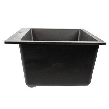 Nantucket Sinks Rockport Collection 25'' W Single Bowl Dual-Mount Granite Composite Laundry Sink in Black, 25'' W x 21-3/4'' D x 12'' H, Black Side View
