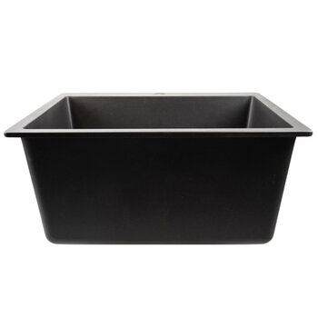 Nantucket Sinks Rockport Collection 25'' W Single Bowl Dual-Mount Granite Composite Laundry Sink in Black, 25'' W x 21-3/4'' D x 12'' H, Black Front View