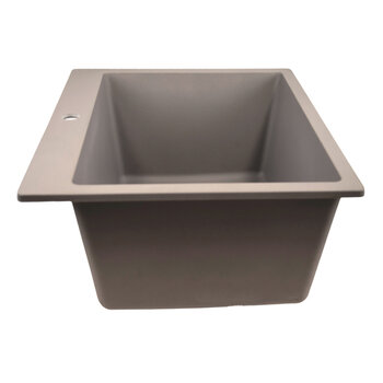 Nantucket Sinks Rockport Collection 25'' W Single Bowl Dual-Mount Granite Composite Laundry Sink in Truffle, 25'' W x 21-3/4'' D x 12'' H, Truffle Side View