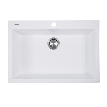 Nantucket Sinks Plymouth Collection 27'' W Single Bowl Dual-Mount Granite Composite Kitchen Sink in White, 27-3/16'' W x 19-7/8'' D x 8-1/4'' H, 27'' W White Product View