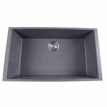 Nantucket Sinks Plymouth Collection Large Single Bowl Undermount Granite Composite Titanium Sink, 30"W x 17-3/4"D x 8-1/4"H