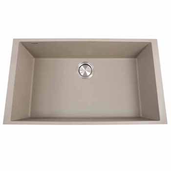Nantucket Sinks Plymouth Collection Large Single Bowl Undermount Granite Composite Truffle Sink, 30"W x 17-3/4"D x 8-1/4"H