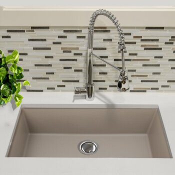Nantucket Sinks Plymouth Collection 33" Single Bowl Undermount Granite Composite Kitchen Sink in Truffle, 33" W x 18-5/8" D x 11" H