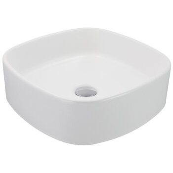 Nantucket Sinks Regatta Collection 15'' W Oseo Italian Fireclay Square Bathroom Vanity Vessel Sink in Matte White, 15-3/4'' W x 15-3/4'' D x 5'' H, Oseo Angle View