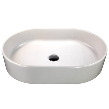 Nantucket Sinks Regatta Collection 23'' W Orta Italian Fireclay Oval Bathroom Vanity Vessel Sink in Matte White, 23-3/4'' W x 15-3/4'' D x 5'' H, Orta Overhead View