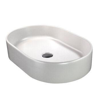 Nantucket Sinks Regatta Collection 23'' W Orta Italian Fireclay Oval Bathroom Vanity Vessel Sink in Matte White, 23-3/4'' W x 15-3/4'' D x 5'' H, Orta Angle View