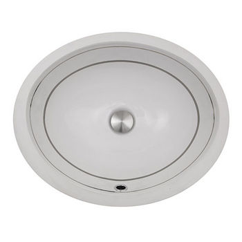 Nantucket Sinks Regatta Collection Izola Italian Fireclay Vanity Bathroom Sink in Glazed White/Platinum, 18-3/4" Diameter x 15-1/2" D x 8" H