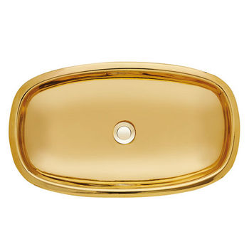 Nantucket Sinks Regatta Collection Dubai Italian Fireclay Vanity Bathroom Sink in Glazed Gold, 24-1/2" W x 14-1/2" D x 4-1/4" H