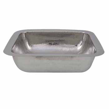 Nantucket Sinks Brightwork Home Collection Single Bowl Hammered Stainless Steel Rectangle Bar Sink, 17-1/2"W x 14-5/8"D x 5-3/4"H