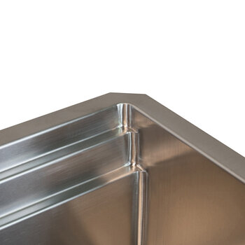 Nantucket Sinks 42'' Small Radius Large Prep Station Single Bowl Undermount 16-Gauge Stainless Steel Kitchen Sink with Compatible Accessories, Close Up Rim View