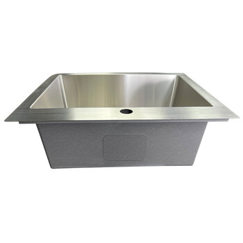 Nantucket Sinks Pro Series 25'' W Small Radius Rectangle Top Mount Single Hole 16-Gauge Stainless Steel Drop-In Kitchen Sink with Bottom Grid and Drain, Front View