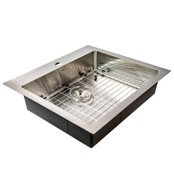 Nantucket Sinks Pro Series 25'' W Pro Series Small Radius Top Mount Single Hole Stainless Steel ADA Rectangle Kitchen Sink with Lux Accessory Package, 25'' W ADA Rectangle Sink Product View