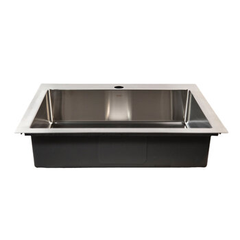 Nantucket Sinks Pro Series 25'' W Pro Series Small Radius Top Mount Single Hole Stainless Steel ADA Rectangle Kitchen Sink with Lux Accessory Package, 25'' W ADA Rectangle Sink Front View