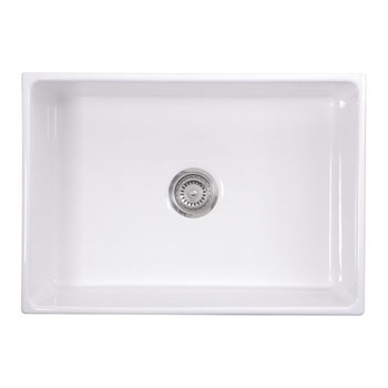 27" Fireclay Sink White Overhead View 3