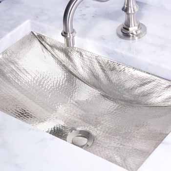 Nantucket Sinks Brightwork Home Collection Hand Hammered Single Bowl Stainless Steel Rectangle Undermount Bathroom Sink, Silver, 18-4/5"W x 12-4/5"D x 6"H