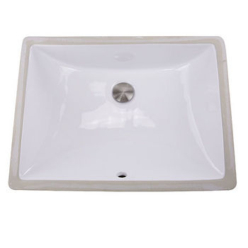 Nantucket Sinks Great Point Collection Undermount Ceramic Bathroom Sink in White, 20" W x 15" D x 7-1/2" H