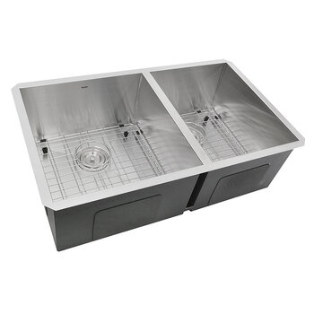 Nantucket Sinks Pro Series Collection 60/40 Double Bowl Sink Angle View