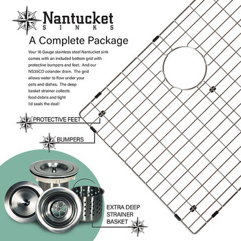 Nantucket Sinks Pro Series Collection 60/40 Double Bowl Sink Included Items