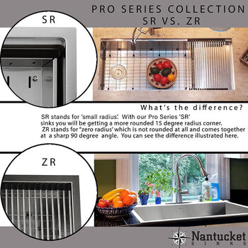 Nantucket Sinks Pro Series Collection 60/40 Double Bowl Sink SR vs ZR Info