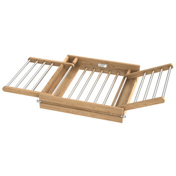 Rev-A-Shelf 4WDR Series Natural Maple Wood Drying Rack with Stainless Steel Rods, Frame Only, For 24'' Base Cabinet Drawer Opening, Product View