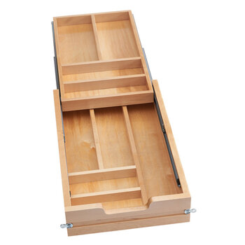 Rev-A-Shelf 4WTCD Series 13'' Natural Maple Wood Full Access Two-Tier Drawer System with 9 Compartments and No Slides, Product View