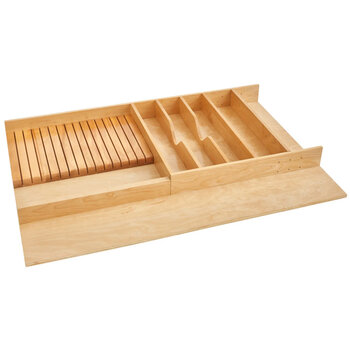 Rev-A-Shelf 4WUTKB Series 33-1/8'' Natural Wood Trim To Fit Shallow Utility/Knife Block Drawer Insert Organizer, Product View
