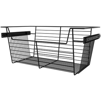 Rev A Shelf 24'' W Closet Basket For Custom Closet Systems in Matte Black for 14'' Deep Closet x 10'' H