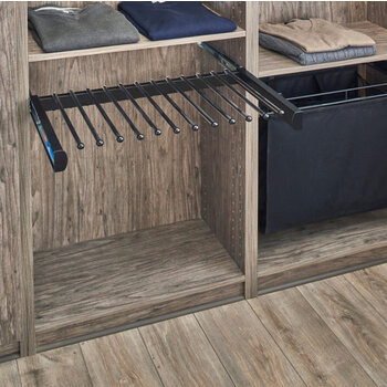 Elite Series 24'' W Steel Pullout Pants Organizer with Soft-Close Slides in Bronze for Custom Closet Systems