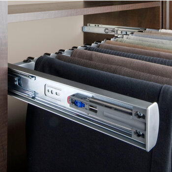Elite Series 24'' W Steel Pullout Pants Organizer with Soft-Close Slides in Satin Chrome for Custom Closet Systems