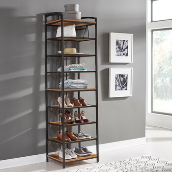 Raheny Home Modern Craftsman Closet Wall Shelf Unit In Brown, 27'' W x 20'' D x 90'' H