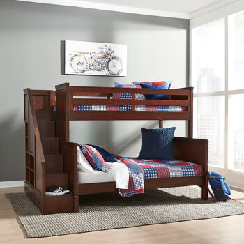 Raheny Home Aspen Twin Over Full Bunk Bed In Brown, 58'' W x 95-3/4'' D x 66'' H