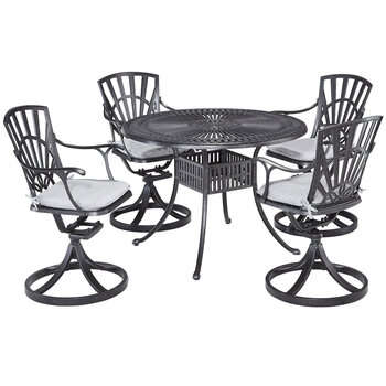 Raheny Home Grenada 5-Piece Outdoor Dining Set with Swivel Chairs (4x) In Charcoal, 42'' W x 42'' D x 20-3/4'' H
