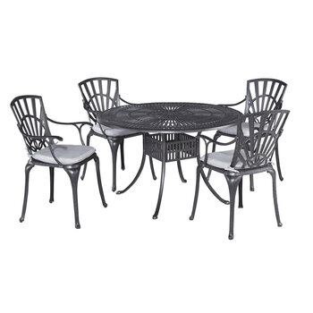 Raheny Home Grenada 5-Piece Outdoor Dining Set with Arm Chairs (4x) In Charcoal, 48-1/2'' W x 48-1/2'' D x 20-3/4'' H