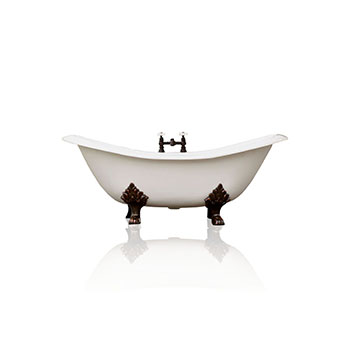 WaterMark Fixtures 72" Antique Inspired Cast Iron Porcelain Clawfoot Bathtub, White Double Slipper Bathtub Package Original