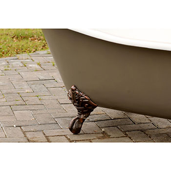 WaterMark Fixtures Grey Brown 67" Antique Inspired Cast Iron Porcelain Clawfoot Bathtub 5.5' Flat Rim Slipper Bathtub Package Bronze Feet