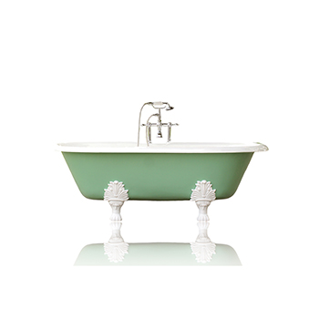 WaterMark Fixtures 72" Double Ended Antique Inspired Cast Iron Porcelain Clawfoot Bathtub Package, Aresenic Green