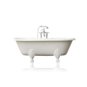WaterMark Fixtures 72" Double Ended Antique Inspired Cast Iron Porcelain Clawfoot Bathtub Package, White