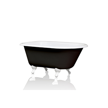 New Antique Inspired 54" Black Clawfoot Bathtub Cast Iron Original Porcelain White Feet Tub Package